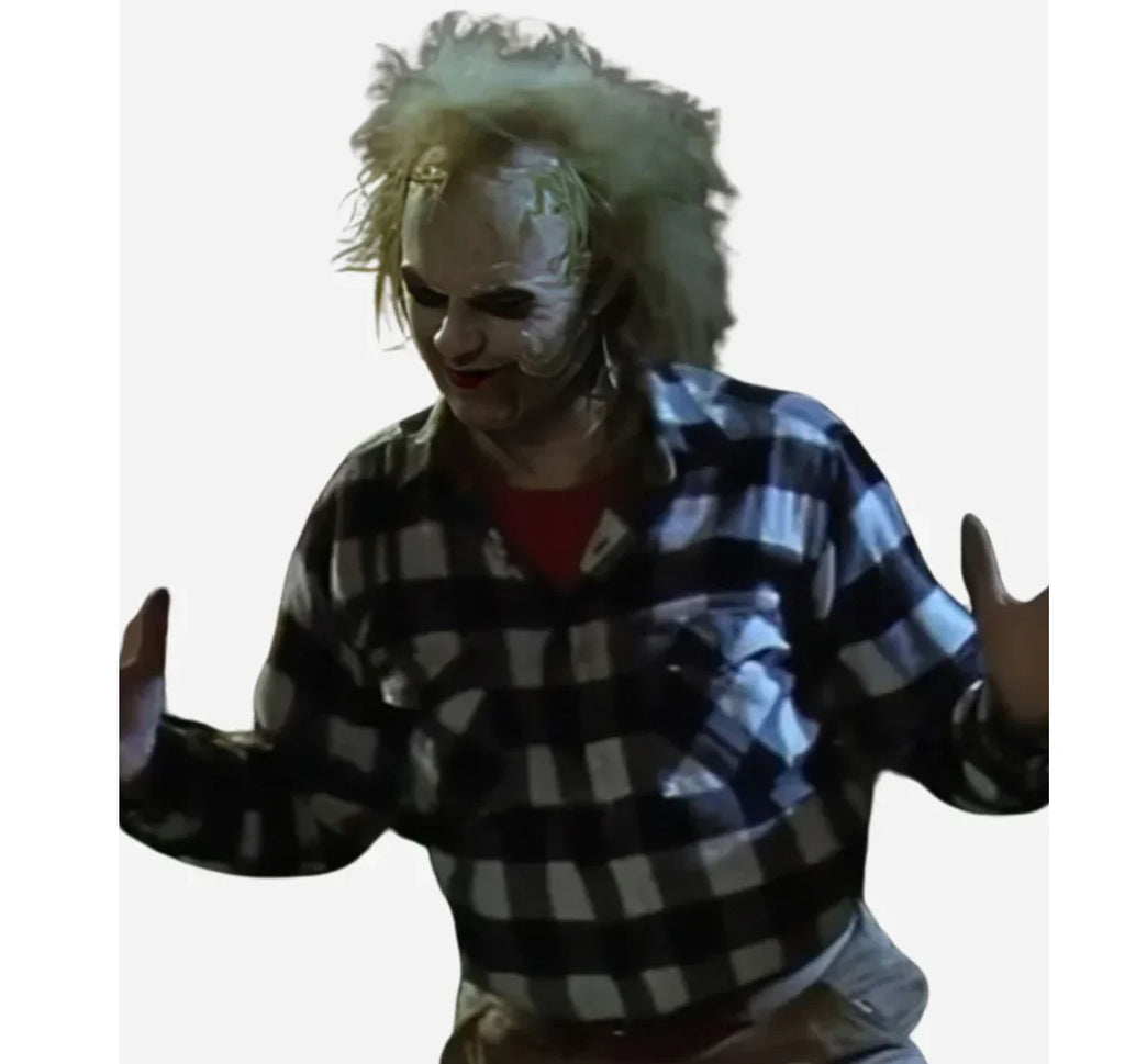 Michael-Keaton-Beetlejuice-Beetlejuice-2024-Plaid-Shirt