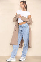 Minimalist black cropped trench