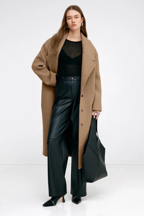Minimalist pure wool overcoat