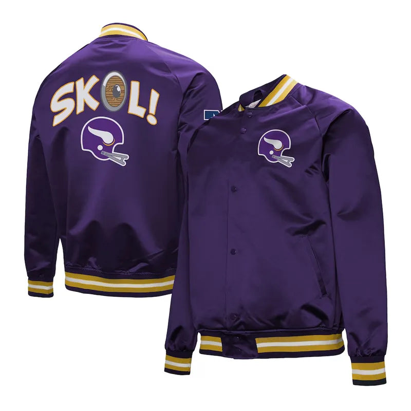 Minnesota Vikings Double Down Purple Satin Jacket For Men