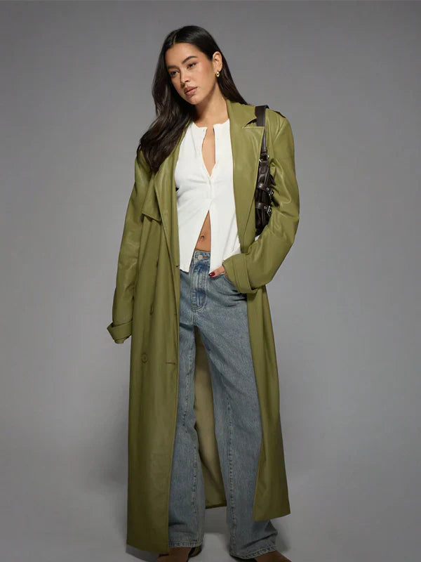 Missguided Leather Trench Coat For Sale