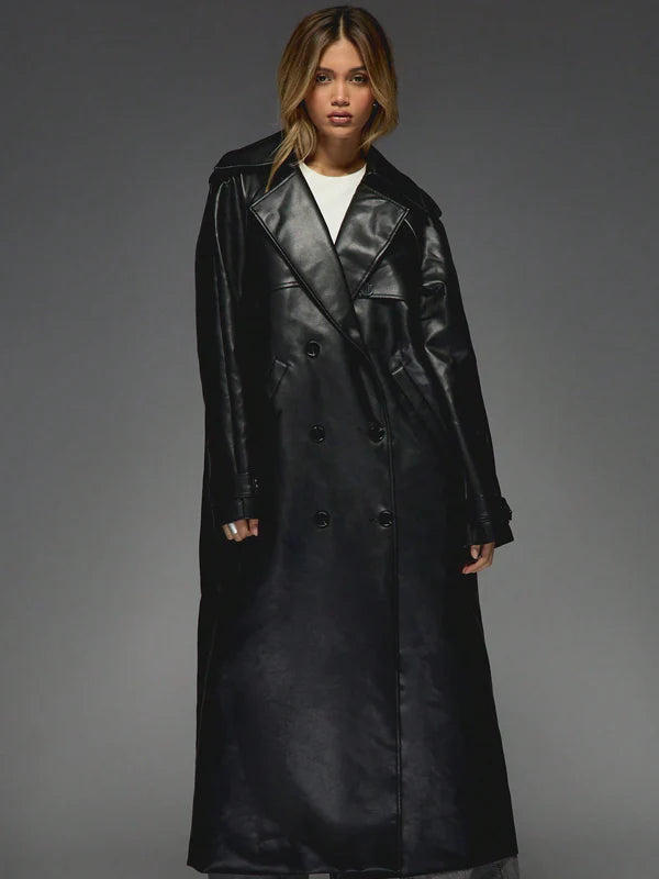 Missguided Leather Trench Coat