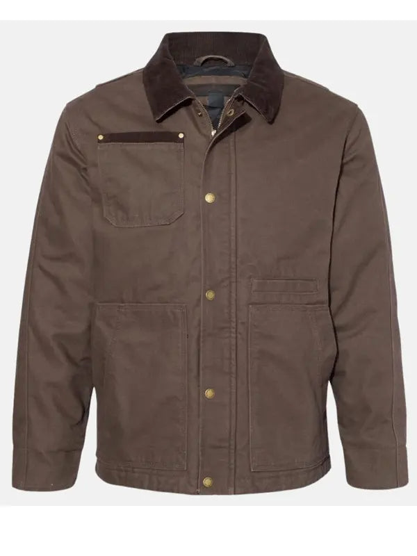 Moses Wilkinson Mens Brown Cotton Jacket Corduroy Collar