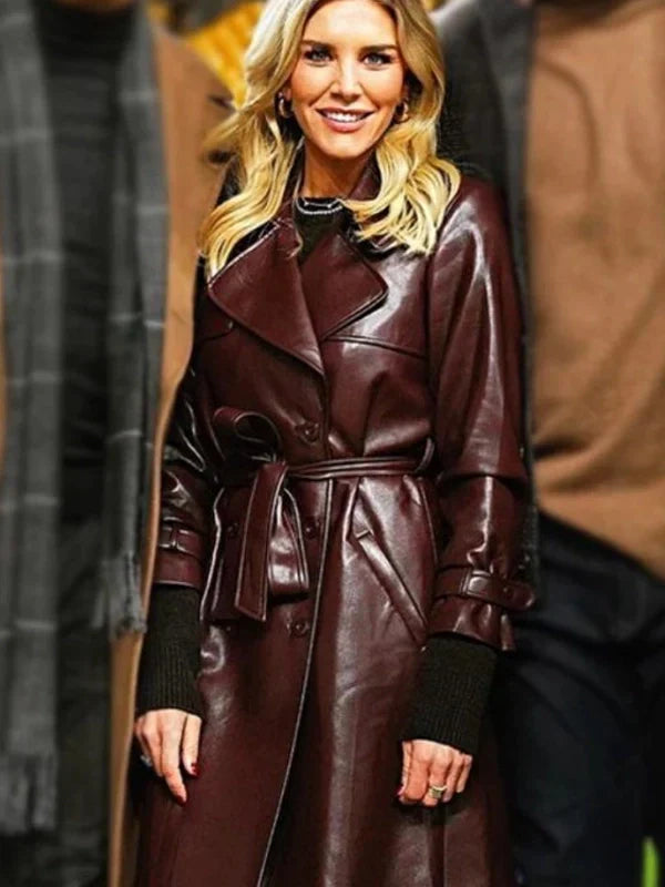 NFL-Charissa-Thompson-Brown-Leather-Coat