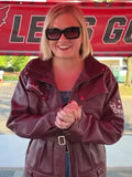 NHL Carolina Hurricanes Mary Raclawski Playoff Leather Jacket
