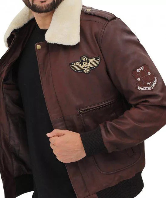 Near Me Mens Pierson Bomber Jacket With Shearling Collar