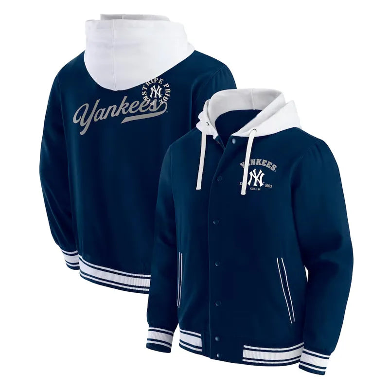 New York Yankees Navy Cotton Hooded Jacket In USA