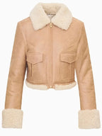 Next Gen Nyc S02 Ava Dash Beige Shearling Leather Jacket