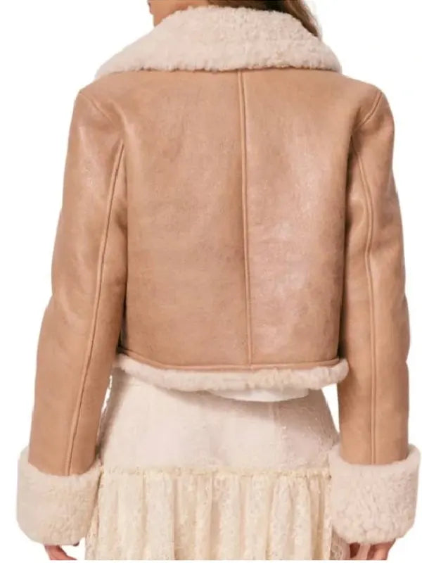Next Gen Nyc S02 Ava Dash Beige Shearling Leather Jacket