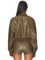 Norma Kamali Oversized Turtleneck Bomber Jacket In Bark