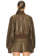 Norma Kamali Oversized Turtleneck Bomber Jacket In Bark