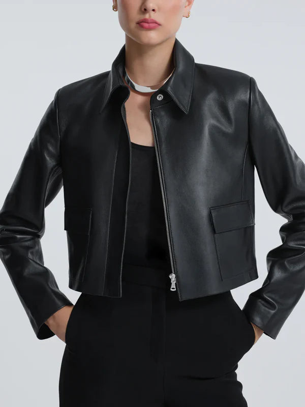Nour Hammour Leather Jacket Bleeker For Sale
