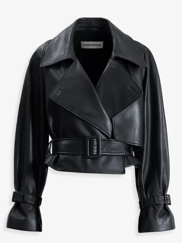 Nour Hammour Leather Jacket Dupe In Black
