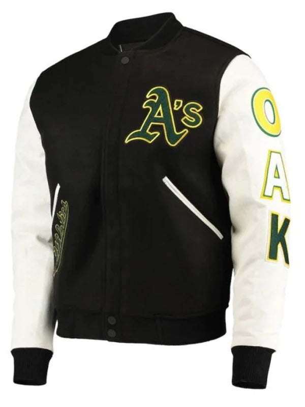 Oakland-Athletics-Black-and-White-Varsity-Jacket