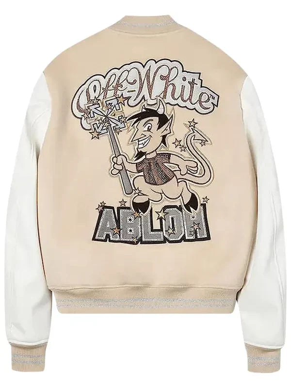 Off-White x AC Milan Varsity Jacket Cream White