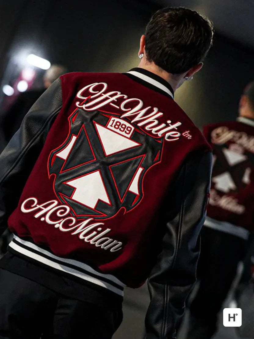 AC MILAN X Off-White Bordeaux Varsity Jacket