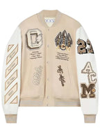 Off-White x AC Milan Varsity Jacket Cream White
