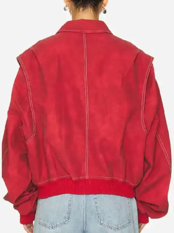 Off Campus 2026 Mika Abdalla Red Bomber Jacket