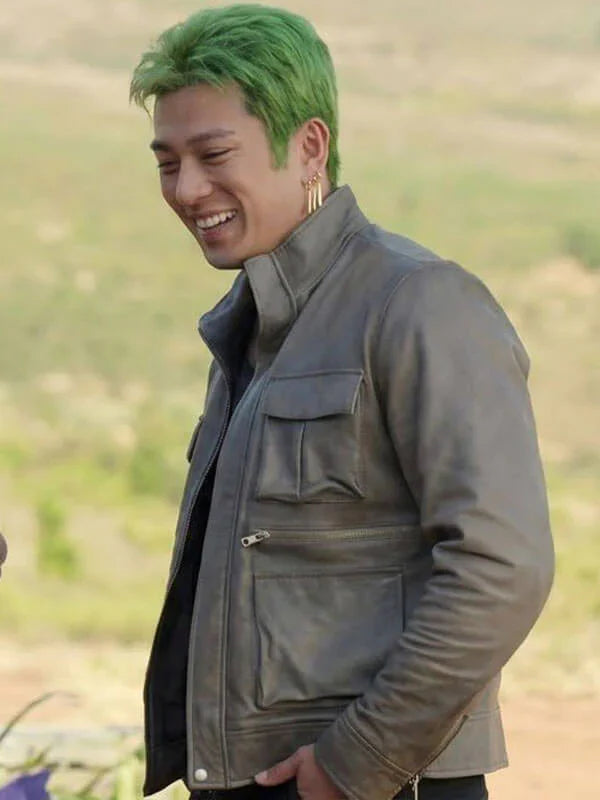One-Piece-S02-Roronoa-Zoro-Gray-Leather-Jacket