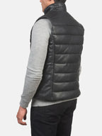 Order Black Leather Puffer Vest