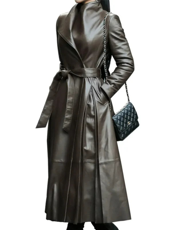 Order Black Leather Trench Coat Women
