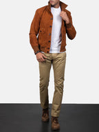 Order Brown Suede Bomber Jacket