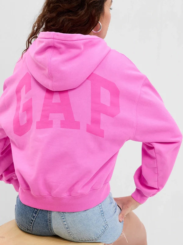 Order Project Gap Arch Logo Cropped Hoodie in Pink