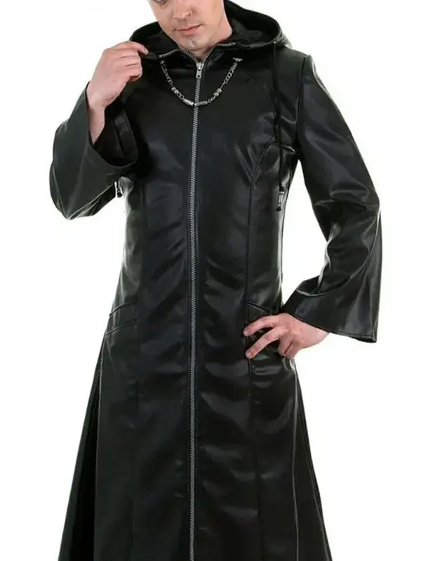 Organization XIII Kingdom Hearts Enigma Leather Hooded Coat
