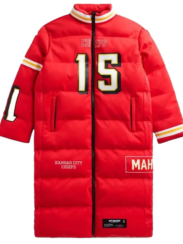 Patrick Mahomes KC Chiefs Red Puffer Coat