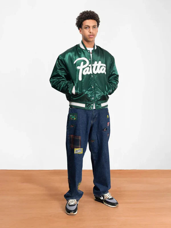 Patta Script Logo Satin Varsity Jacket
