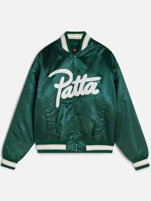 Patta Script Logo Satin Varsity Jacket