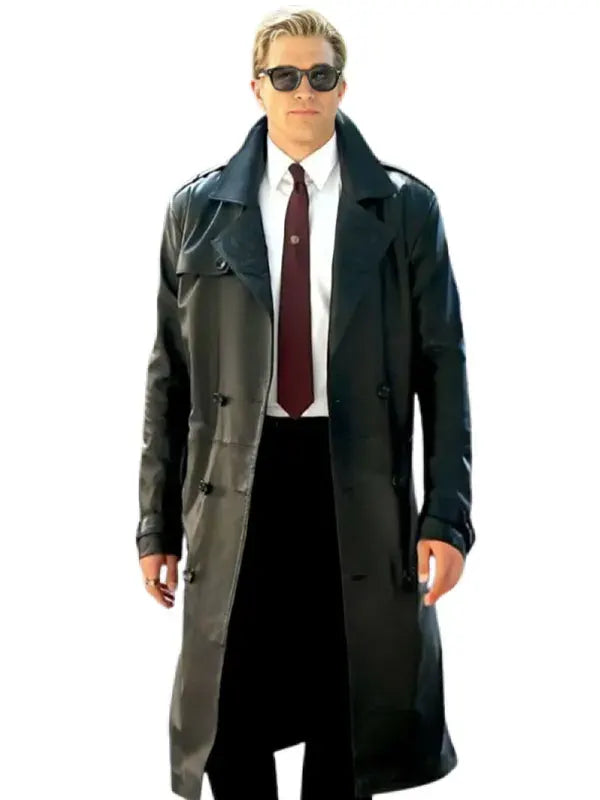 Paul Anthony Kelly Black Leather Trench Coat