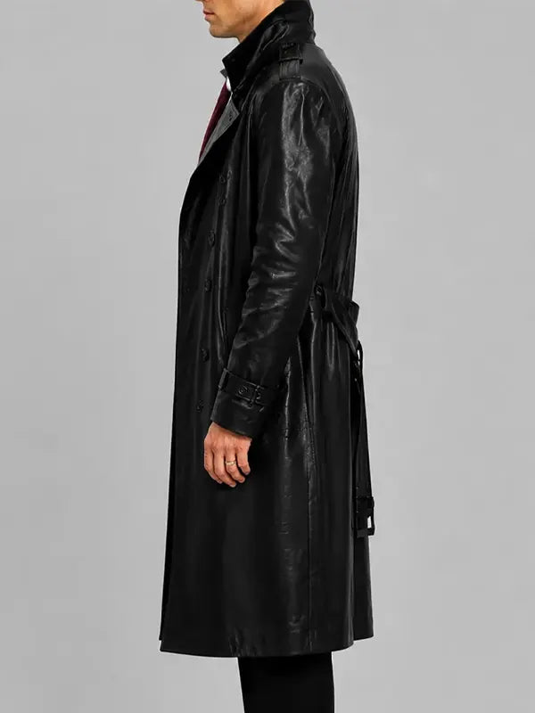 Paul Anthony Kelly Black Leather Trench Coat