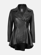 Clarissa Womens Black Peplum Leather Jacket