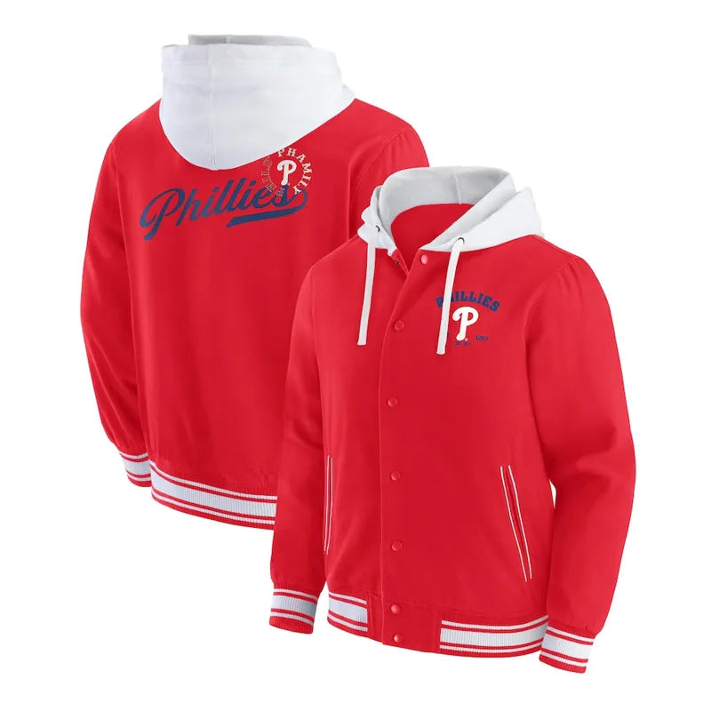 Philadelphia Phillies Red Cotton Hooded Jacket For Men