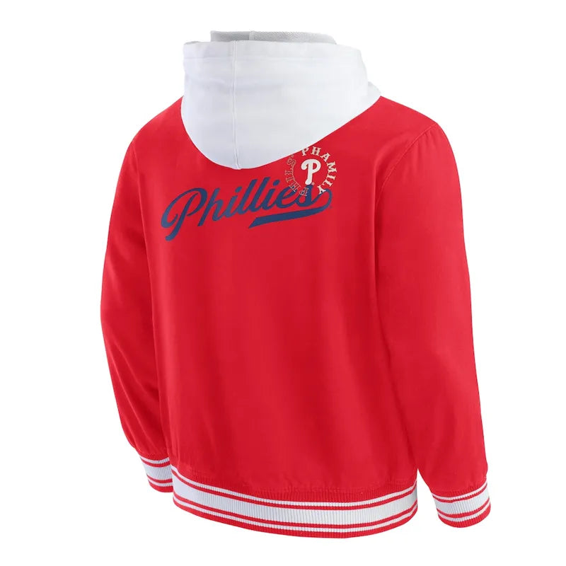 Philadelphia Phillies Red Cotton Hooded Jacket For Sale
