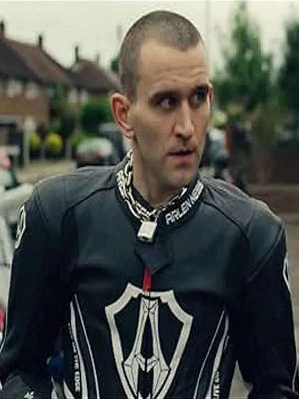 Harry Melling Pillion Black Racing Leather Jacket