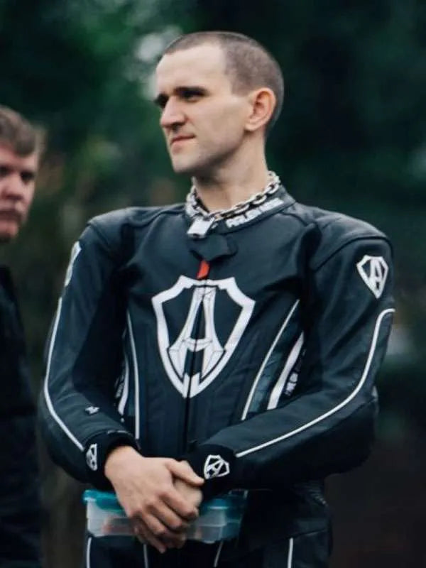 Harry Melling Pillion Black Racing Leather Jacket