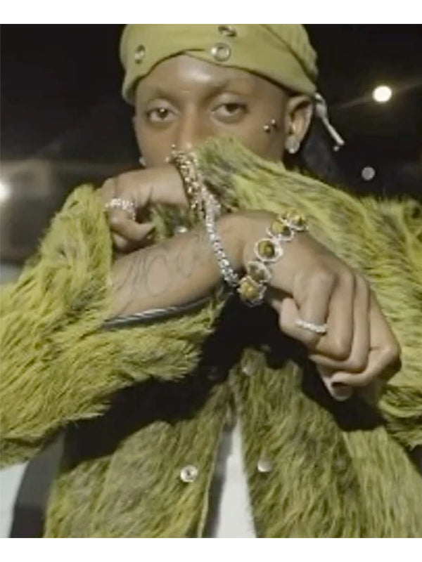 Playboi Carti Green Fur Jacket
