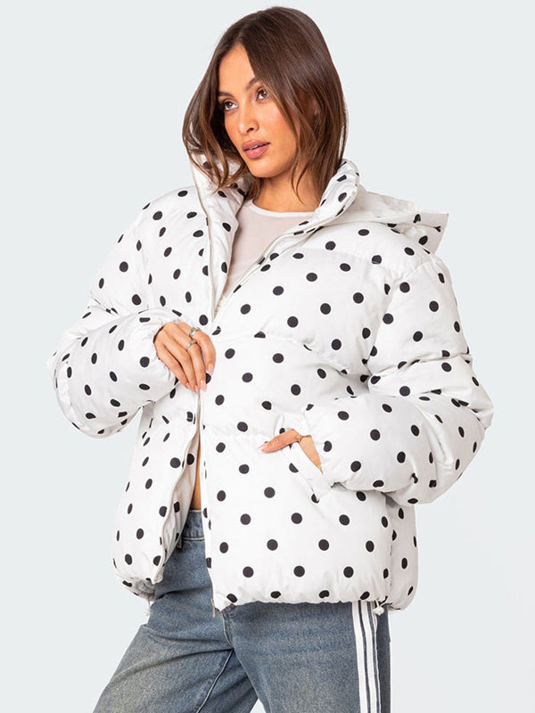 Polka-Dot-Puffer-Jacket-White-And-Black