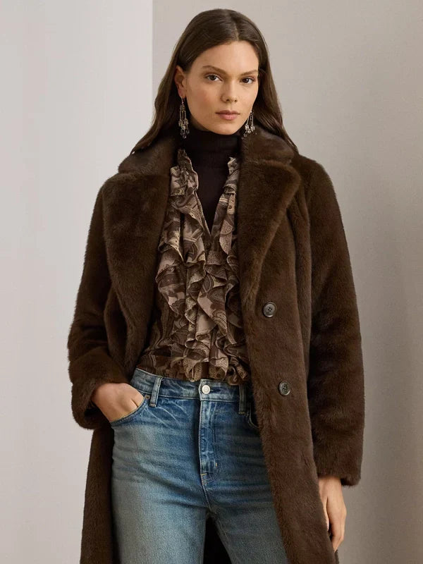 Polo-Ralph-Lauren-Brown-Faux-Fur-Coat