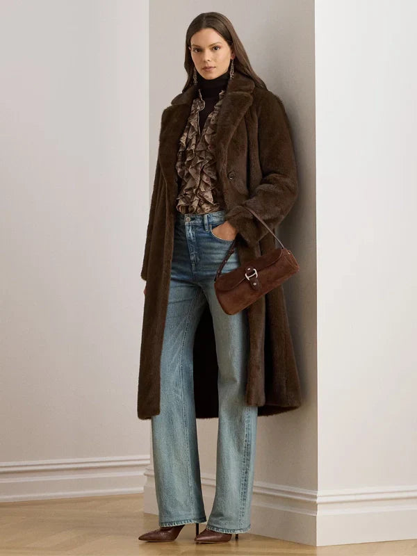 Polo-Ralph-Lauren-Faux-Fur-Coat-Brown