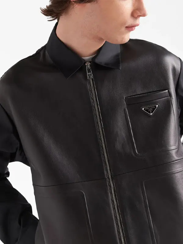 Prada Black Leather Jacket Men