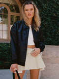 Princess Polly Goldsmith Faux Leather Bomber Jacket Black