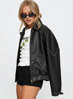 Princess Polly Jaxton Faux Leather Jacket Black