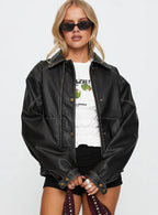 Princess Polly Jaxton Faux Leather Jacket Black