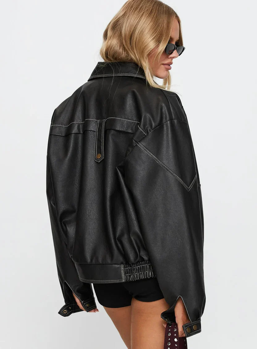 Princess Polly Jaxton Faux Leather Jacket Black