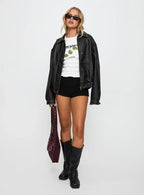 Princess Polly Jaxton Faux Leather Jacket Black