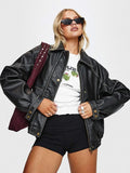 Princess Polly Jaxton Faux Leather Jacket Black