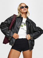 Princess Polly Jaxton Faux Leather Jacket Black